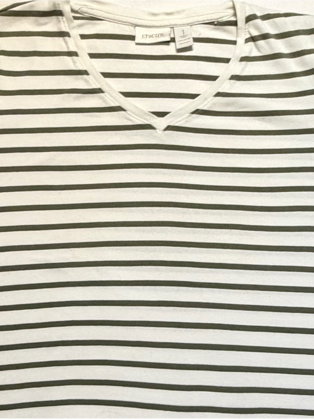 Chico's Woman’s T-shirt Bundle Green/Blue striped
